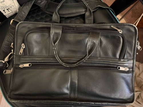 Black leather computer - black,
