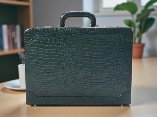 Croco green leather - leather, briefcase